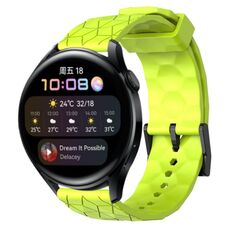 Per Huawei Watch 3 22mm Cinturino in silicone tinta unita con motivo a calcio (verde lime)