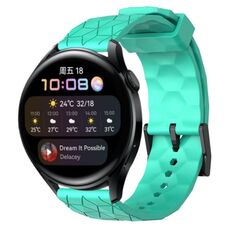 Per Huawei Watch 3 22mm Cinturino per orologio in silicone tinta unita con motivo a calcio (verde acqua)