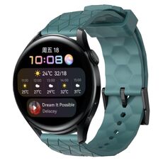 Per Huawei Watch 3 22mm Cinturino in silicone a tinta unita con motivo calcio (Rock Cyan)