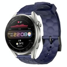 Per Huawei Watch 3 Pro 22mm Cinturino in silicone tinta unita con motivo a calcio (blu navy)