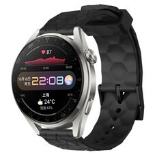 Per Huawei Watch 3 Pro 22mm Cinturino in silicone tinta unita con motivo a calcio (nero)
