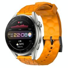 Per Huawei Watch 3 Pro 22mm Cinturino in silicone tinta unita con motivo a calcio (giallo)