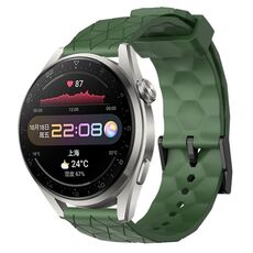 Per Huawei Watch 3 Pro 22mm Cinturino per orologio in silicone tinta unita con motivo a calcio (verde militare)