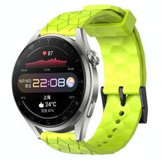 Per Huawei Watch 3 Pro 22mm Cinturino per orologio in silicone tinta unita con motivo a calcio (verde lime)