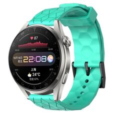 Per Huawei Watch 3 Pro 22mm Cinturino in silicone tinta unita con motivo a calcio (verde acqua)