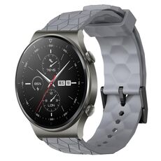 Per Huawei GT2 Pro 22mm Cinturino per orologio in silicone tinta unita con motivo a calcio (grigio)