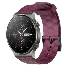 Per Huawei GT2 Pro 22mm Cinturino per orologio in silicone tinta unita con motivo a calcio (vino rosso)