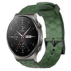 Per Huawei GT2 Pro 22mm Cinturino per orologio in silicone tinta unita con motivo a calcio (verde militare)
