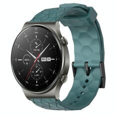 Per Huawei GT2 Pro 22mm Cinturino per orologio in silicone tinta unita con motivo a calcio (Rock Cyan)