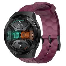 Per Huawei Watch GT 2E 22mm Cinturino in silicone tinta unita con motivo a calcio (vino rosso)