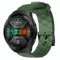 Per Huawei Watch GT 2E 22mm Cinturino in silicone tinta unita con motivo a calcio (verde militare)