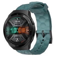 Per Huawei Watch GT 2E 22mm Cinturino per orologio in silicone tinta unita con motivo a calcio (Rock Cyan)