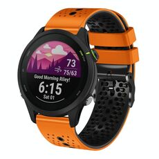 Per Garmin Forerunner255 Cinturino in silicone bicolore traforato da 22 mm (arancione + nero)