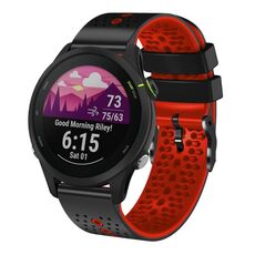 Per Garmin Forerunner255 Cinturino in silicone bicolore traforato da 22 mm (nero + rosso)