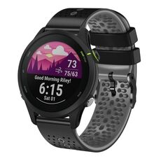 Per Garmin Forerunner255 Cinturino in silicone bicolore traforato da 22 mm (nero + grigio)