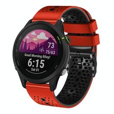 Per Garmin Forerunner255 Cinturino in silicone bicolore traforato da 22 mm (rosso + nero)