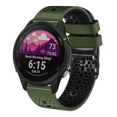 Per Garmin Forerunner255 Cinturino in silicone bicolore traforato da 22 mm (verde militare + nero)