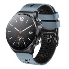 Per Xiaomi MI Watch S1 Cinturino in silicone bicolore traforato da 22 mm (blu + nero)