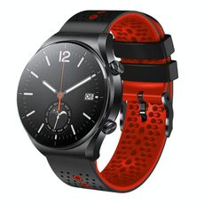 Per Xiaomi MI Watch S1 Cinturino in silicone bicolore traforato da 22 mm (nero + rosso)