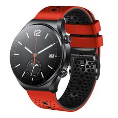 Per Xiaomi MI Watch S1 Cinturino in silicone bicolore traforato da 22 mm (rosso + nero)