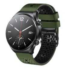 Per Xiaomi MI Watch S1 Cinturino in silicone bicolore traforato da 22 mm (verde militare + nero)