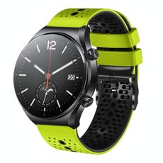 Per Xiaomi MI Watch S1 Cinturino in silicone bicolore traforato da 22 mm (lime + nero)