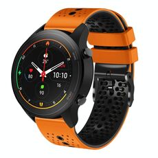 Per Xiaomi MI Watch S1 Pro Cinturino in silicone bicolore traforato da 22 mm (arancione + nero)