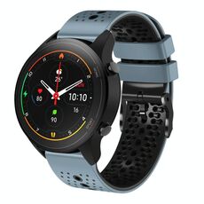 Per Xiaomi MI Watch S1 Pro Cinturino in silicone bicolore traforato da 22 mm (blu + nero)