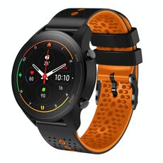 Per Xiaomi MI Watch S1 Pro Cinturino in silicone bicolore traforato da 22 mm (nero + arancione)