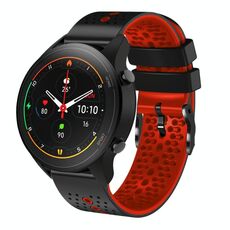 Per Xiaomi MI Watch S1 Pro Cinturino in silicone bicolore traforato da 22 mm (nero + rosso)