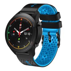 Per Xiaomi MI Watch S1 Pro Cinturino in silicone bicolore traforato da 22 mm (nero + blu)