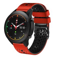 Per Xiaomi MI Watch S1 Pro Cinturino in silicone bicolore traforato da 22 mm (rosso + nero)