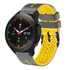 Per Xiaomi MI Watch S1 Pro Cinturino in silicone bicolore perforato da 22 mm (grigio + giallo)