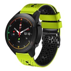 Per Xiaomi MI Watch S1 Pro Cinturino in silicone bicolore traforato da 22 mm (lime + nero)