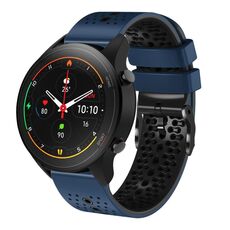 Per Xiaomi MI Watch S1 Pro Cinturino in silicone bicolore traforato da 22 mm (blu notte + nero)