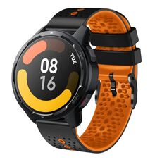 Per Xiaomi MI Watch S1 Active 22mm Cinturino in silicone bicolore traforato (nero + arancione)