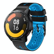 Per Xiaomi MI Watch S1 Active 22mm Cinturino in silicone bicolore perforato (nero + blu)