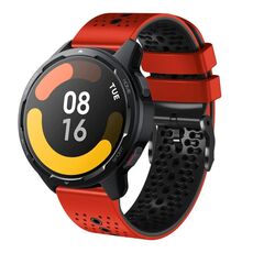 Per Xiaomi MI Watch S1 Active 22mm Cinturino in silicone bicolore traforato (rosso + nero)