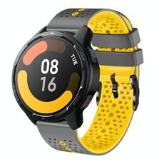 Per Xiaomi MI Watch S1 Active 22mm Cinturino in silicone bicolore traforato (grigio + giallo)
