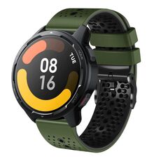 Per Xiaomi MI Watch S1 Active 22mm Cinturino in silicone bicolore perforato (verde militare + nero)