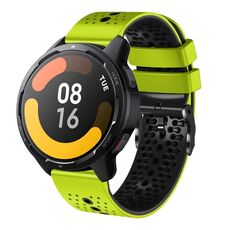 Per Xiaomi MI Watch S1 Active 22mm Cinturino in silicone bicolore traforato (lime + nero)