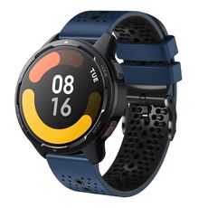 Per Xiaomi MI Watch S1 Active 22mm Cinturino in silicone bicolore traforato (blu notte + nero)