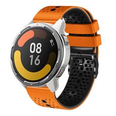 Per Xiaomi MI Watch Color 2 Cinturino in silicone bicolore traforato da 22 mm (arancione + nero)