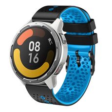 Per Xiaomi MI Watch Color 2 Cinturino in silicone bicolore traforato da 22 mm (nero + blu)