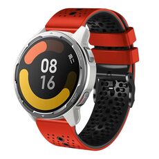 Per Xiaomi MI Watch Color 2 Cinturino in silicone bicolore traforato da 22 mm (rosso + nero)
