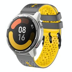 Per Xiaomi MI Watch Color 2 Cinturino in silicone bicolore traforato da 22 mm (grigio + giallo)