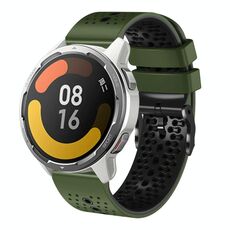 Per Xiaomi MI Watch Color 2 Cinturino in silicone bicolore traforato da 22 mm (verde militare + nero)