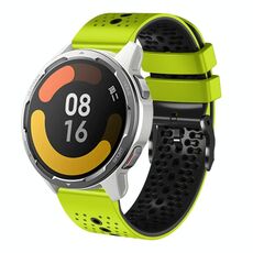 Per Xiaomi MI Watch Color 2 Cinturino in silicone bicolore traforato da 22 mm (lime + nero)