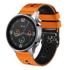 Per Xiaomi MI Watch Color 22mm Cinturino in silicone bicolore traforato (arancione + nero)