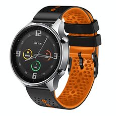 Per Xiaomi MI Watch Color 22mm Cinturino in silicone bicolore traforato (nero + arancione)